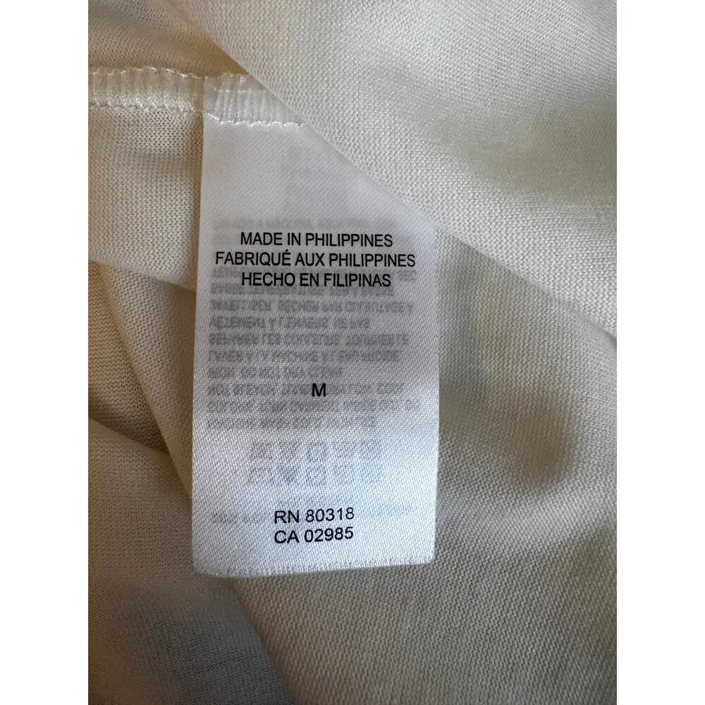 New Lucky Brand Women's Off White Scoop Neck Short Sleeves Round Hem Tee Size M